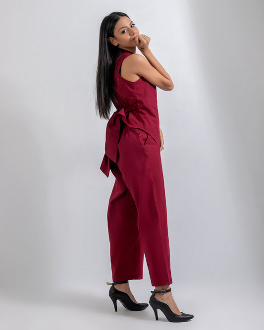 AURA Burgundy linen set